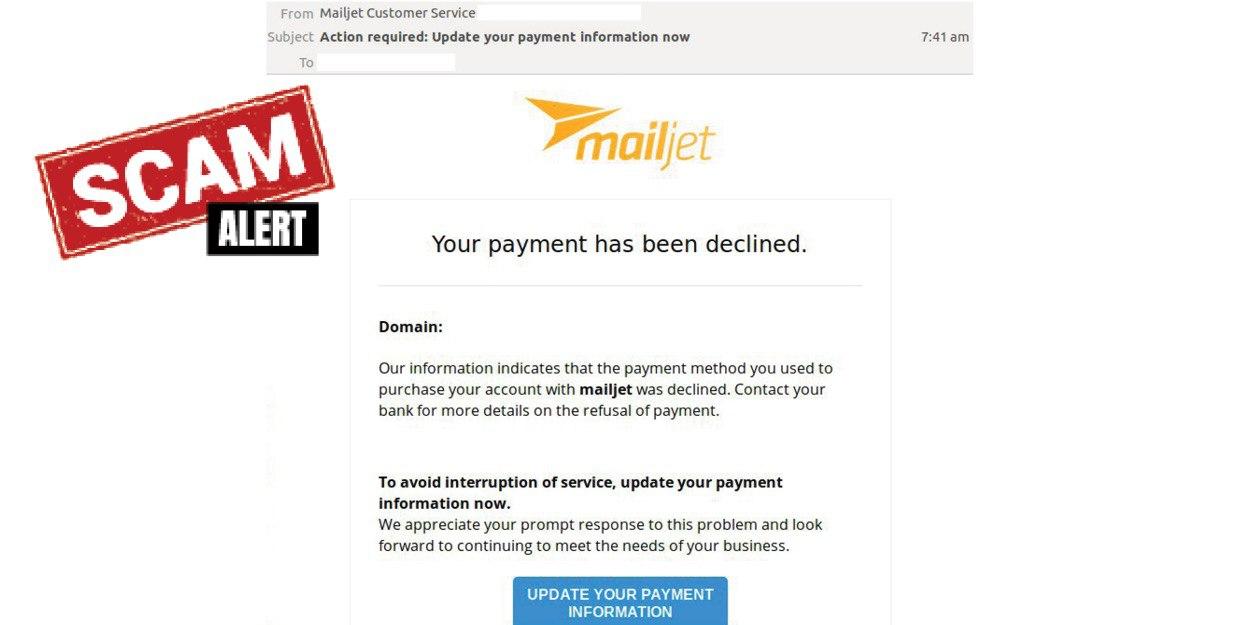 Phishing Email Impersonates Mailjet Claims Your payment Has Been 